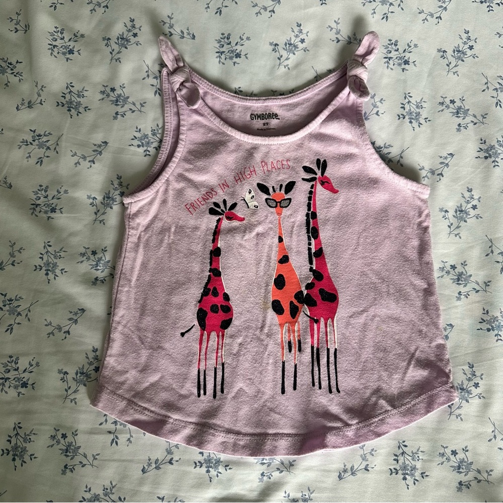 Girls Purple Giraffe Tank Top 2T